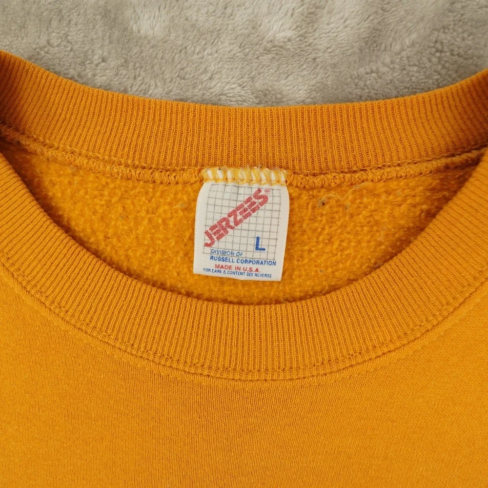 Vintage Jerzees Dalmation Embroidered Yellow Crew Neck Sweatshirt Men's Large US